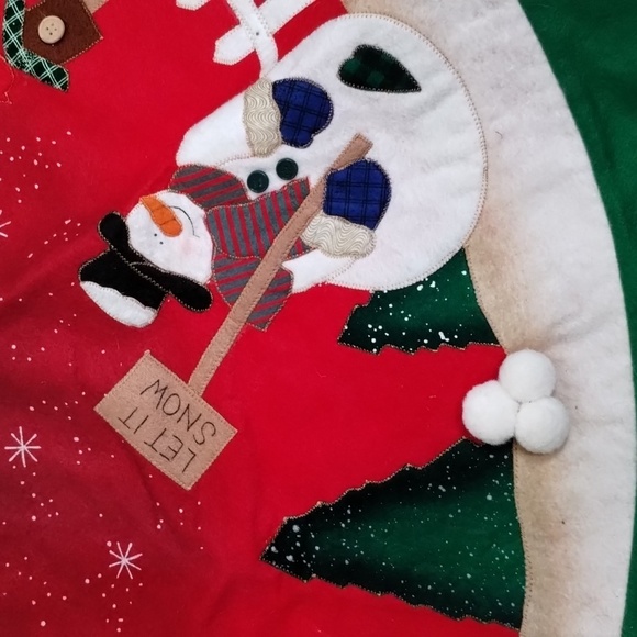 Christmas Stocking and tree skirt set 3 piece snowman theme patchwork quilted - Picture 4 of 7